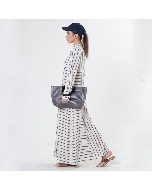Metamorph White Maxi Dress On Stripes