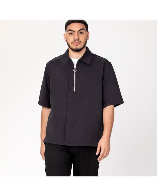 Smart and Joy Blue Zipper Collar T-Shirt for men