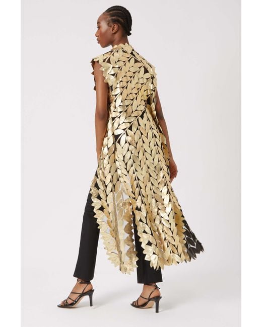 James Lakeland Metallic Long Leaf Leather Gilet