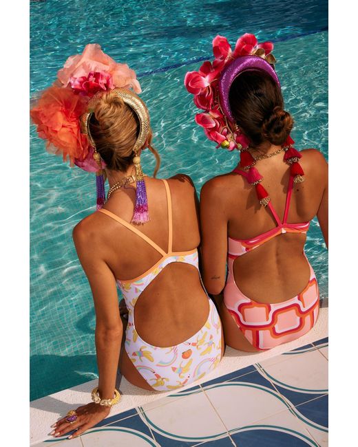 Julia Clancey Metallic Feeling Peachy Peach Swim Suit