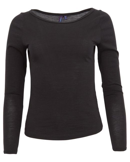 Lords of Harlech Black Carly Merino Long Sleeve Crewneck Shirt