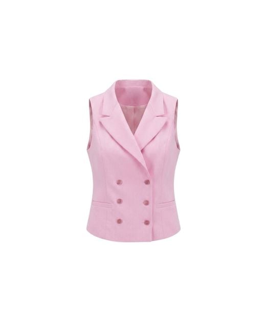 Georgette Pink Peony Buttoned Vest