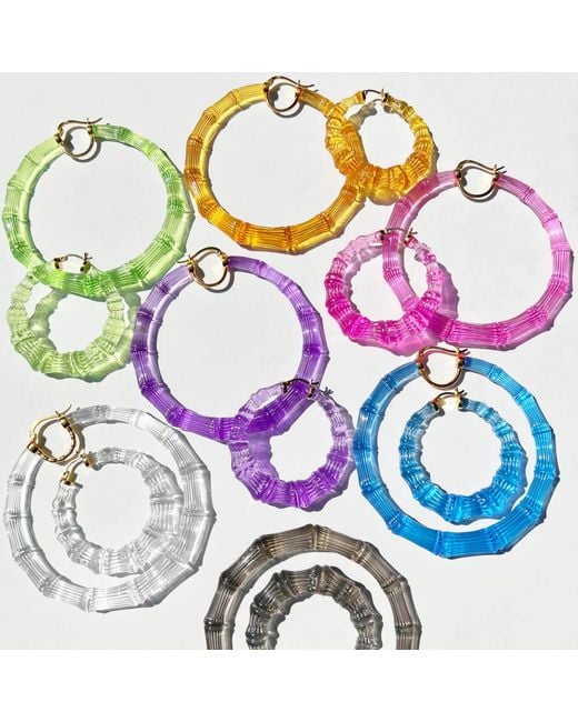 Gold & Honey Green Xl Bamboo Hoop Earrings