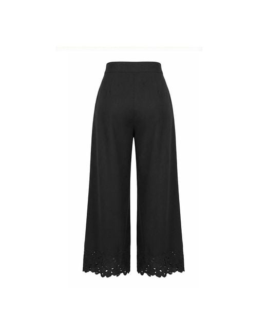 Nooki Design Black Sirena Embroidered Cutwork Trouser