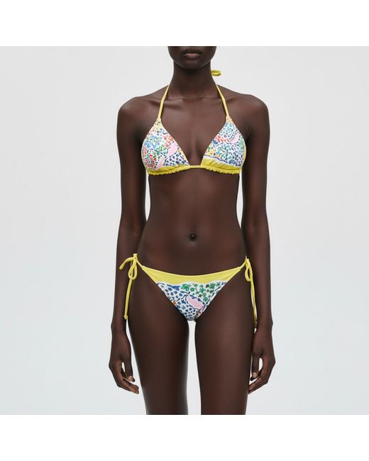 Jessie Zhao New York Metallic Garden Reversible Triangle Bikini Top