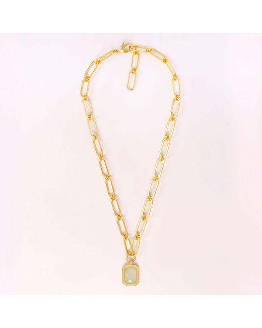 Lila Rasa Metallic Paperclip Chain Rectangular Crystal
