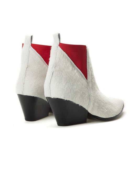 Rosamund Muir London White Fortuna Off Calfhair & Ankle Boots