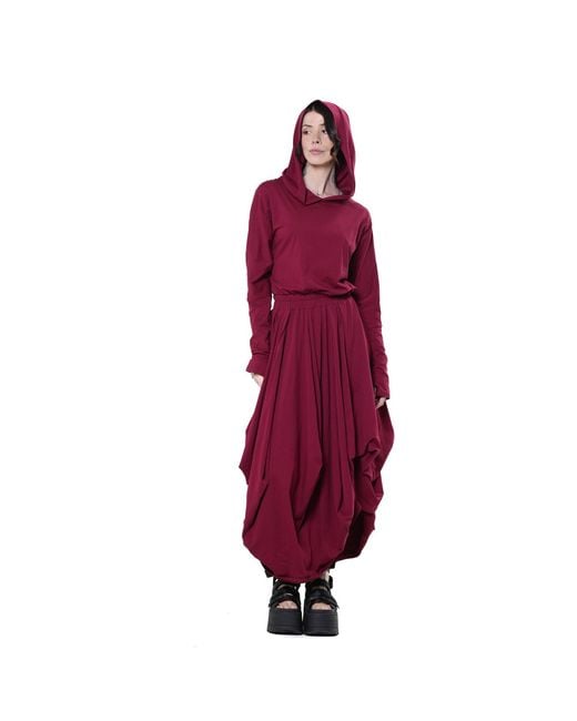 Metamorph Purple Hooded Midi Dress