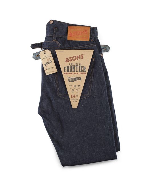 &SONS Trading Co Blue The New Frontier 14Oz Selvedge Anti-Bac Raw Denim Jeans for men
