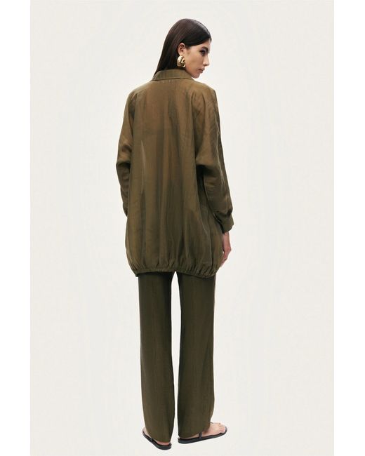 Nocturne Green Neutrals Fluid Open-Front Shirt
