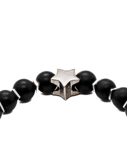 Ebru Jewelry Black Sterling Sugar Skull Charm Onyx Stone Beaded Bracelet