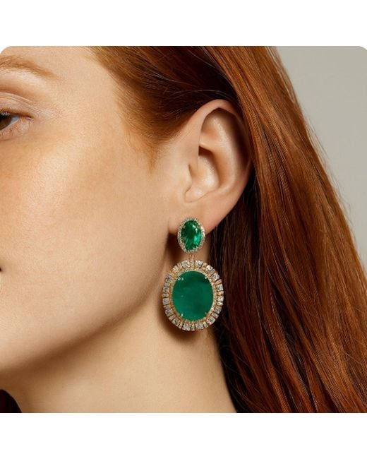 Michael Nash Jewelry Green Gemma Flawed Emerald Clip Drop Earrings