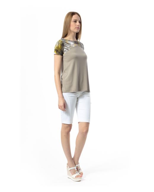 Conquista Gray Animal Print Detail Top