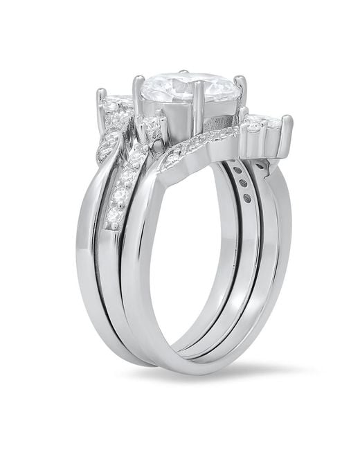 Kylie Harper Metallic Stackable Diamond Cz Ring Set