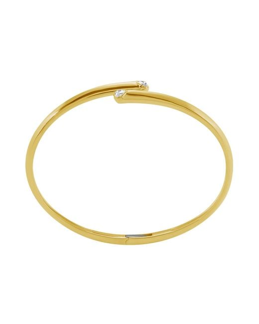 Artisan Yellow 14K Open Heart Diamond Cuff Bangle Bracelet