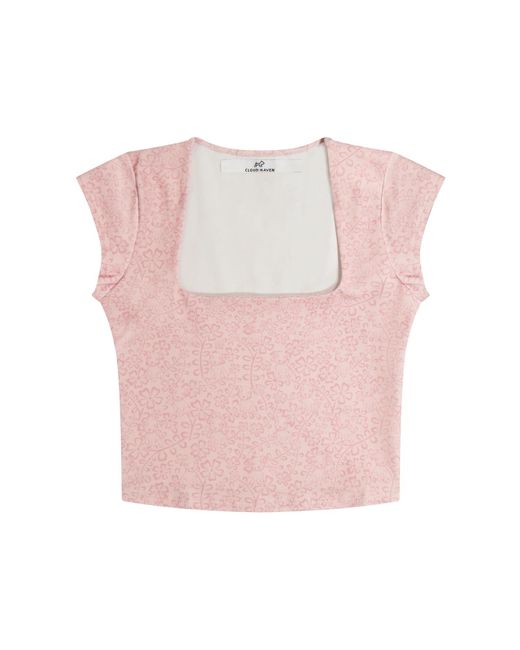 Cloud Haven Purple Jacquard Square Neck Tee