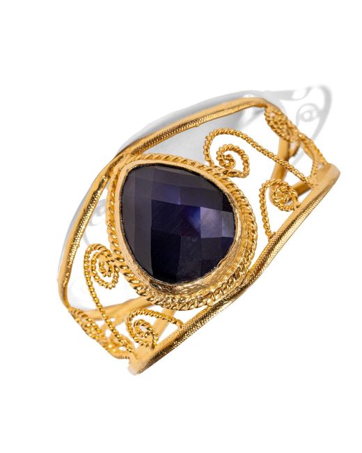 Ebru Jewelry Metallic Vintage Cat Eye Chunky Cuff Bracelet