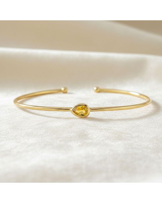 Harfi Metallic Plated Elegant Citrine November Birthstone Bangle
