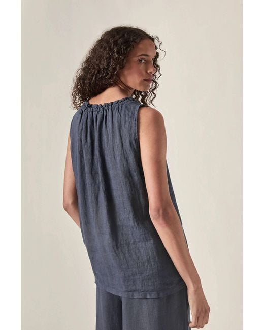 James Lakeland Blue Pure Linen Sleeveless Top
