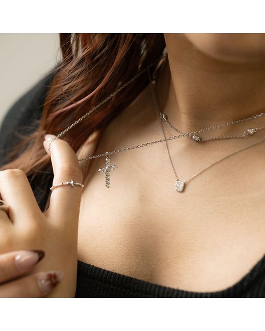 Belinda Jewelz Metallic Delilah Pavé Cushion Pendant Necklace