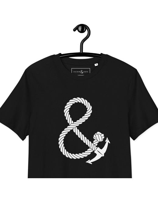 Anchor and Crew Black Oversized Ampersand Signature Organic Cotton T-Shirt