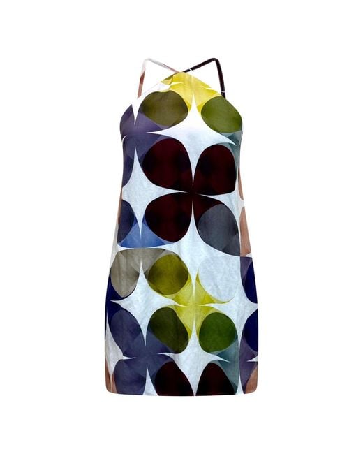 Why Mary Blue Sixties Print Shift Mini Dress