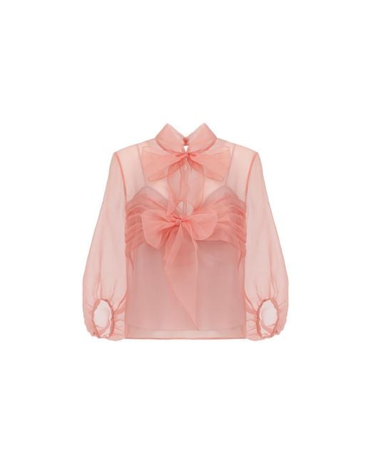 Georgette Pink Soft Rose Bow Top