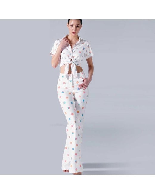 LOVEIST STORE White Polka Dot Flared Co-Ord Trousers