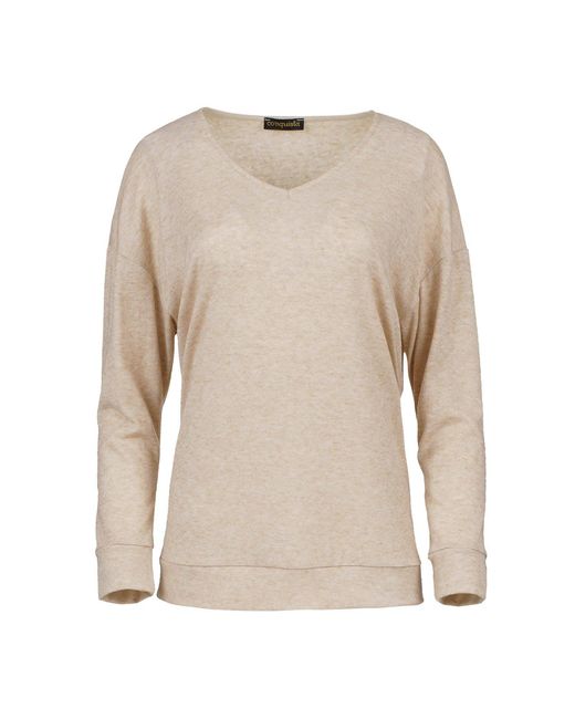 Conquista Natural Neutrals Melange Long Sleeve Knit Top