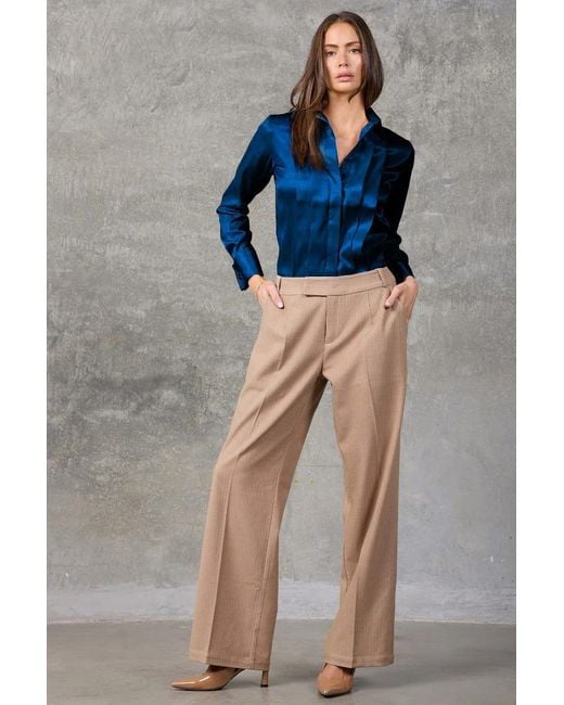 Madison / Savile Blue Quartz Regent Pleated Satin French Cuff Shirt