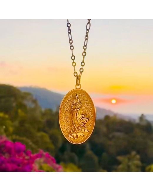 Seven Saints Metallic Quan Yin Goddess Of Compassion And Mercy Necklace