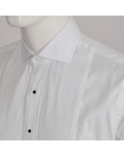 DAVID WEJ Blue Ashton Collar Double Cuff Dress Shirt – for men