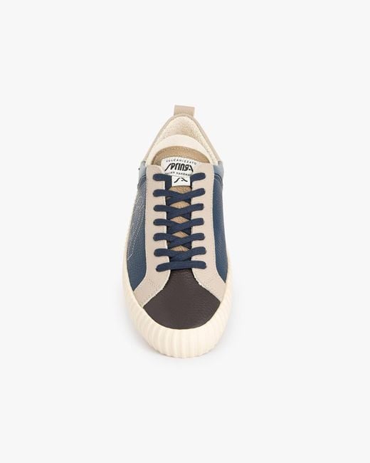 Springa | Unique Vulcanized Sneakers Italian Handmade Blue Wavy Leather Sneakers for men