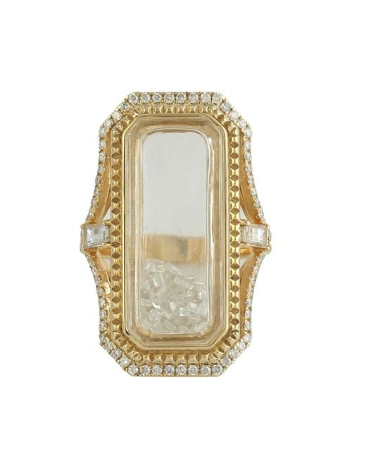 Artisan Metallic Glass And Sapphire Shaker Ring With Diamond Accents