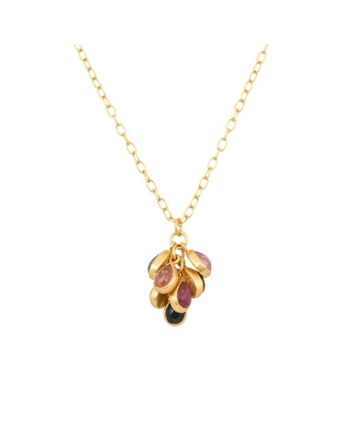 Opium Jewels Metallic Cabochon Tourmaline Droplets Necklace