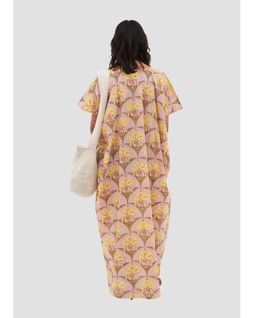 Manuela Cabrales Metallic Trianae Block Print Kaftan