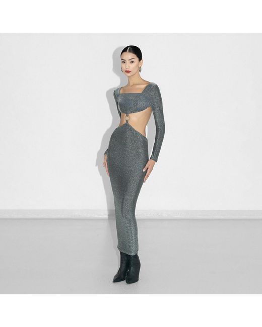 Vestiaire d'un Oiseau Libre Blue Cut-Out Lurex Dress