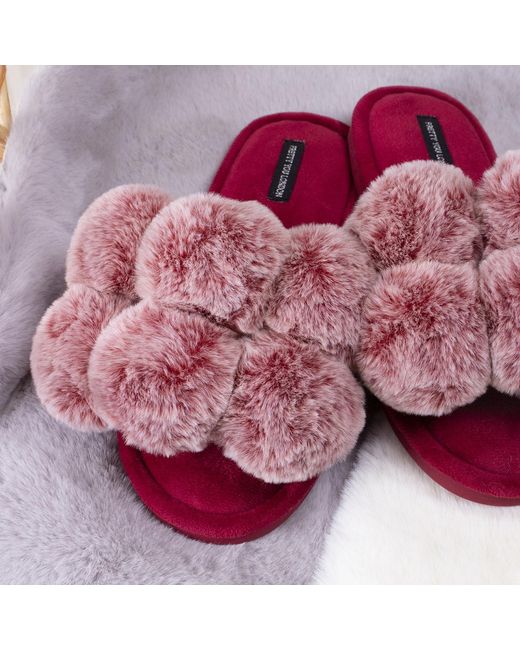 Pretty You London Pink Dolly Fun Pom Slider Slippers
