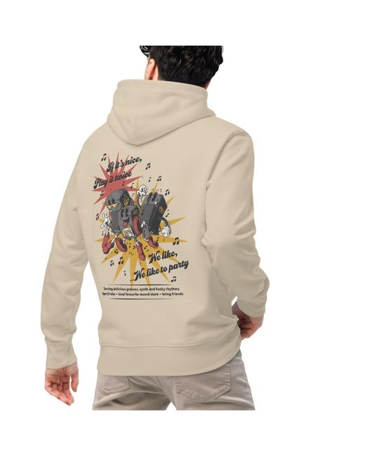 Anchor and Crew Natural Neutrals Desert Dust If It's Nice Play It Twice Disco! Organic Cotton Embroidered Heavyweight Hoodie