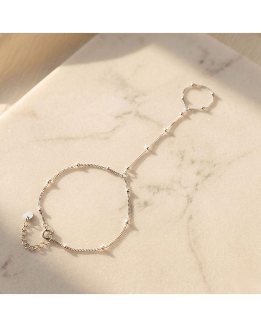Harfi Metallic Dainty Beaded Link Chain Bracelet And Ring