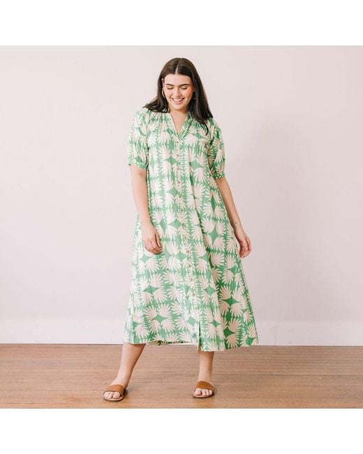 SUNSHINE TIENDA Green Viridian Tile Oasis Dress