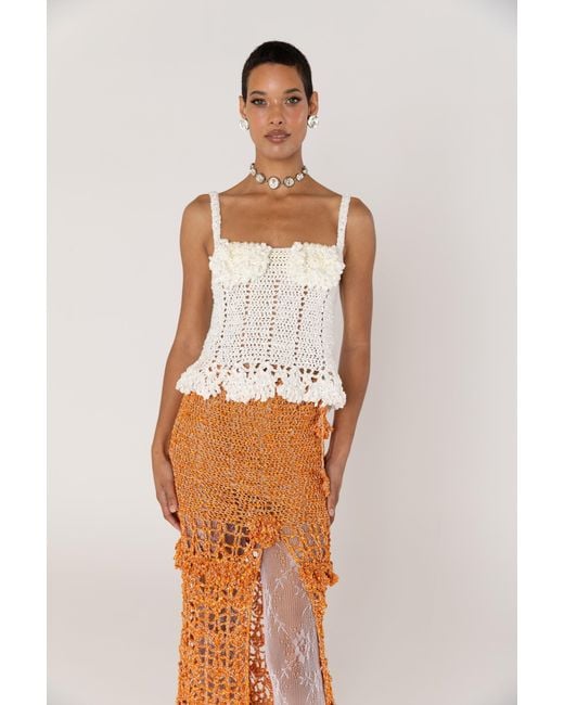 Andreeva Natural Chrysanthemum Handmade Crochet Top