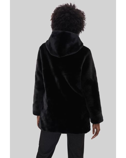 James Lakeland Black Faux Fur Coat With Hood