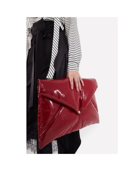 Julia Allert Red Glossy Patent Envelope Clutch Bag