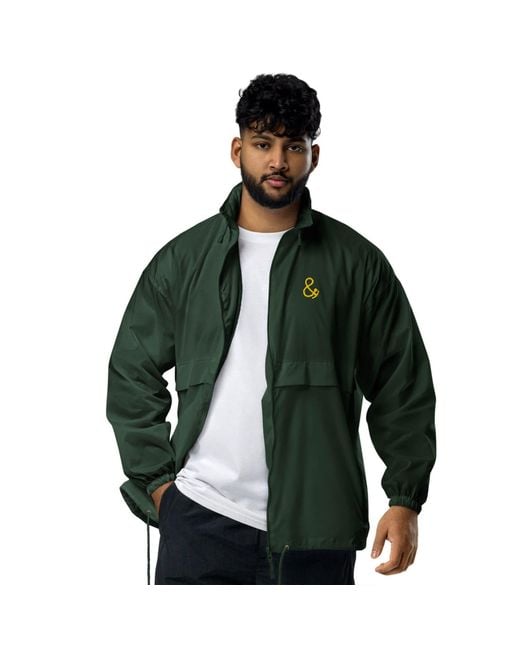 Anchor and Crew Green Forest Athletic Decline Sports Club League Embroidered Windbreaker Coat for men