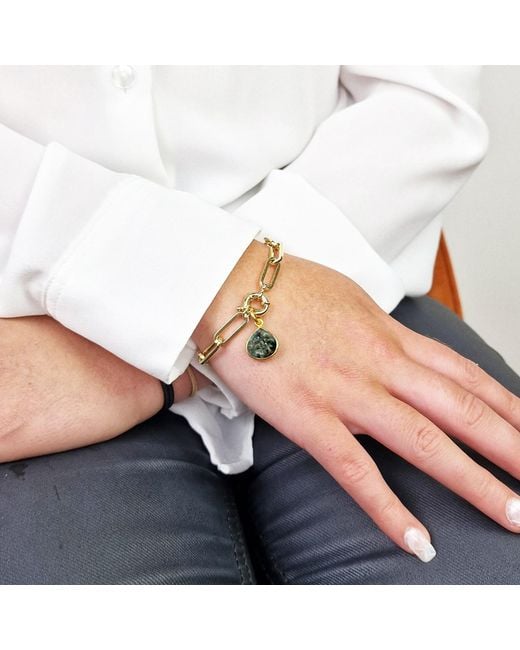 Harfi Metallic Plated Emerald May Birthstone Gemstone Crystal Bracelet