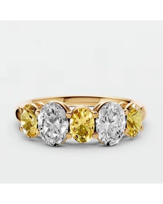 Aya Fine Jewelry Metallic Oval Five Stone Lab Diamond Wedding Band