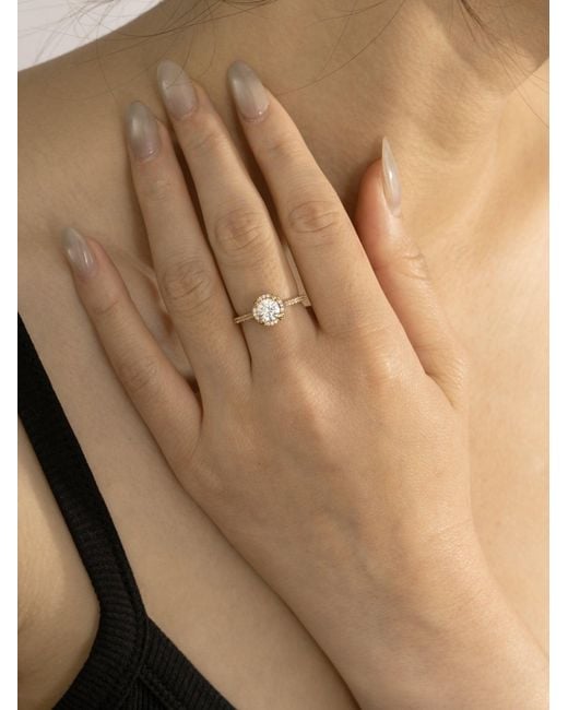 Diamonbliss Metallic Plated Round Cut Halo Ring With Swarovski, One And Half Carats