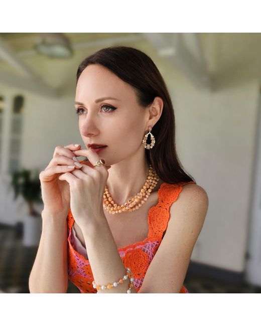 Farra Metallic Sunstone Statement Earrings