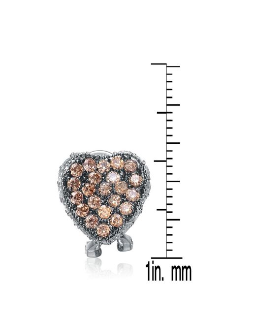 Genevive Jewelry Multicolor Sterling Plated With Cubic Zirconia Pave Heart Earrings